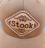 Diamond Leather Stook on Rust Hat
