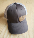 Brown & Tan Leather Stook Trucker Hat