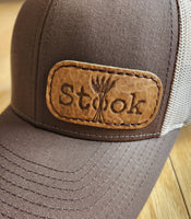 Brown & Tan Leather Stook Trucker Hat